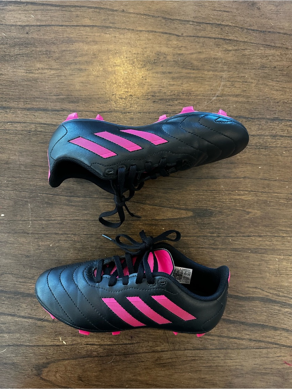 adidas Kids Black and Pink Soccer Cleats